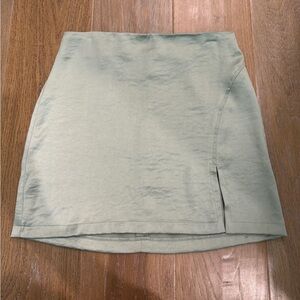 Forever 21 Seafoam green mini satin skirt with slit